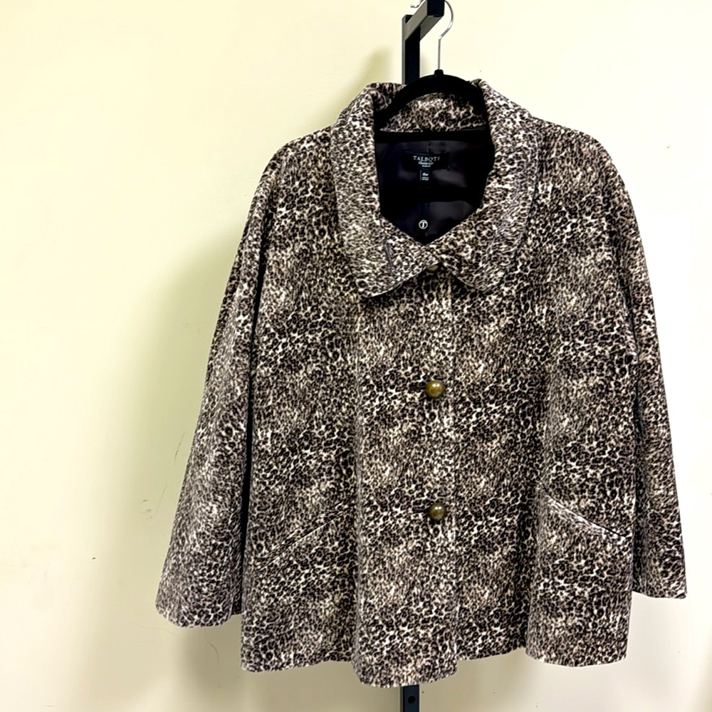 Plus size Talbots animal print short coat